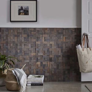 Wooden wall decoration, 3D wall covering oak, wall covering recycled wood