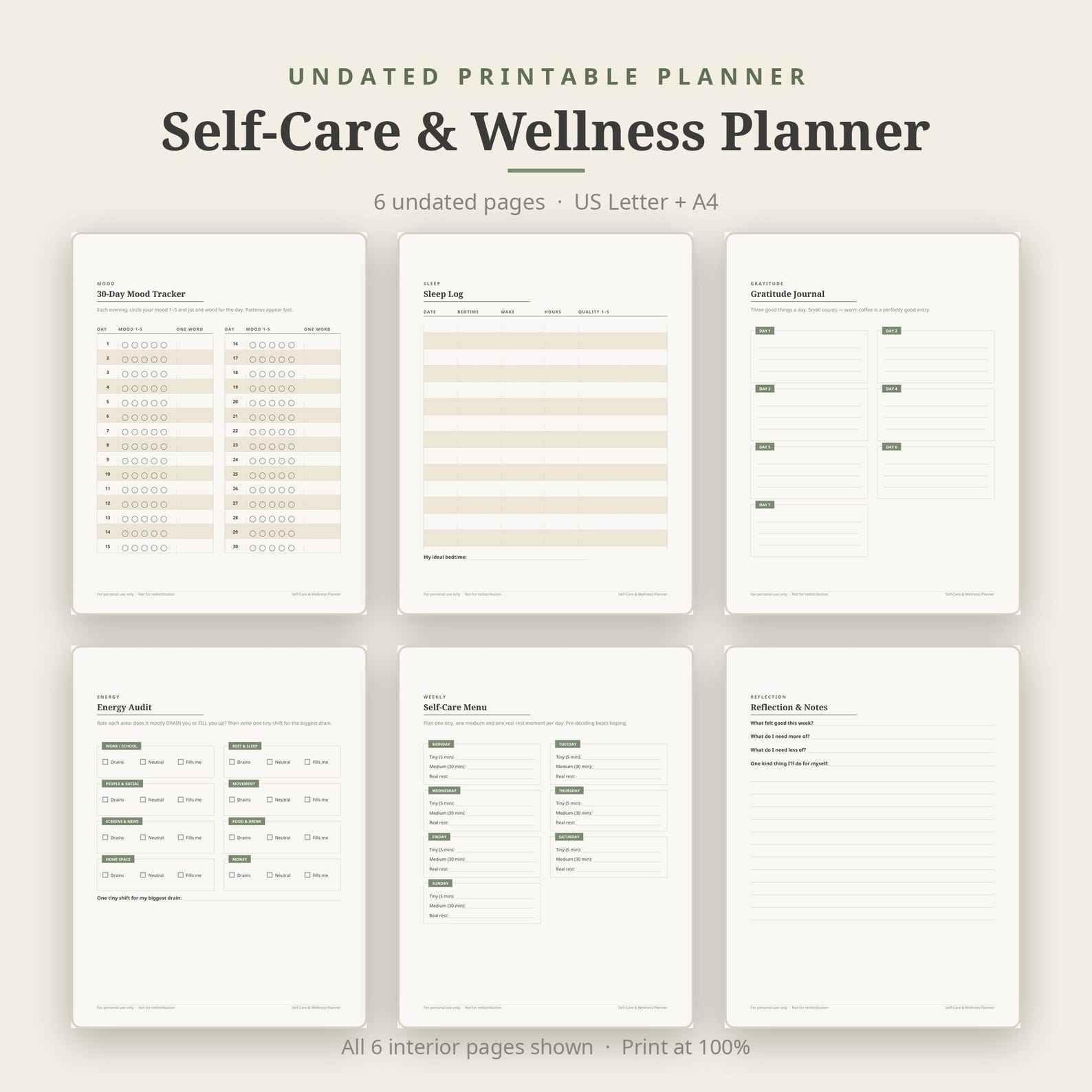 Sleep Guide.pdf Undated Self-care Planner Printable, Wellness Journal, Mood Tracker ...