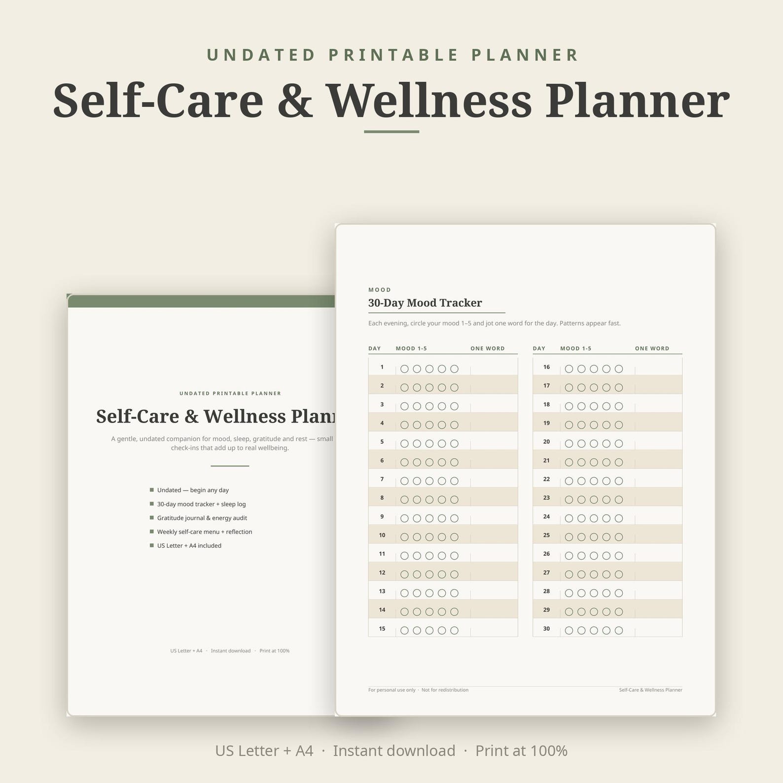 Sleep Guide.pdf Undated Self-care Planner Printable, Wellness Journal, Mood Tracker ...