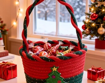 Christmas handmade cotton rope children's candy basket