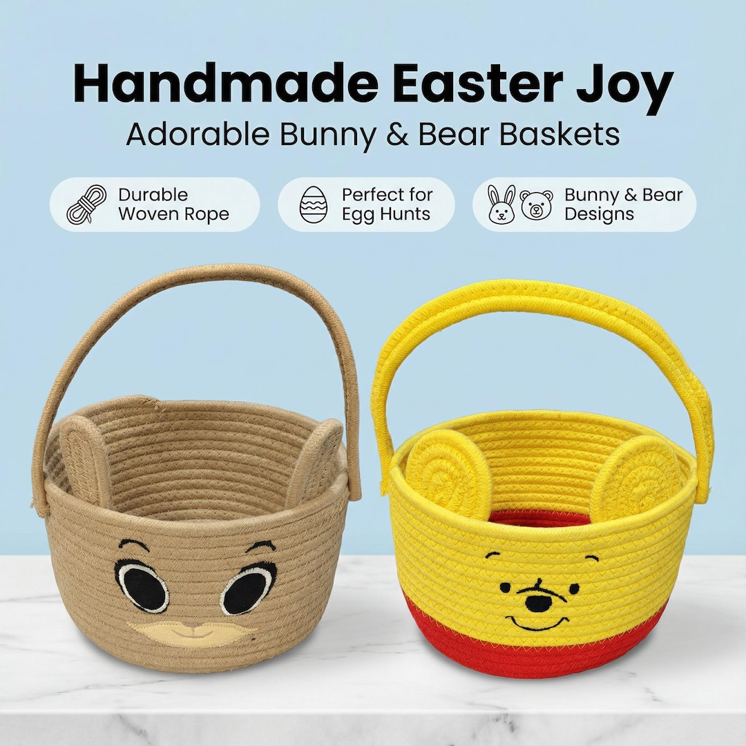 Easter Rope Customizable Easter Cotton Rope Storage Baskets, Perfect for Organizing ...