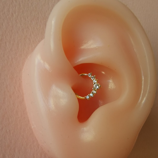 925K Silver Daith Clicker Earring, Helix Earring Jewelry, Conch Piercing, Ear Piercing, Rook Earrings, Dainty Tragus Hoop, Cartilage Earring