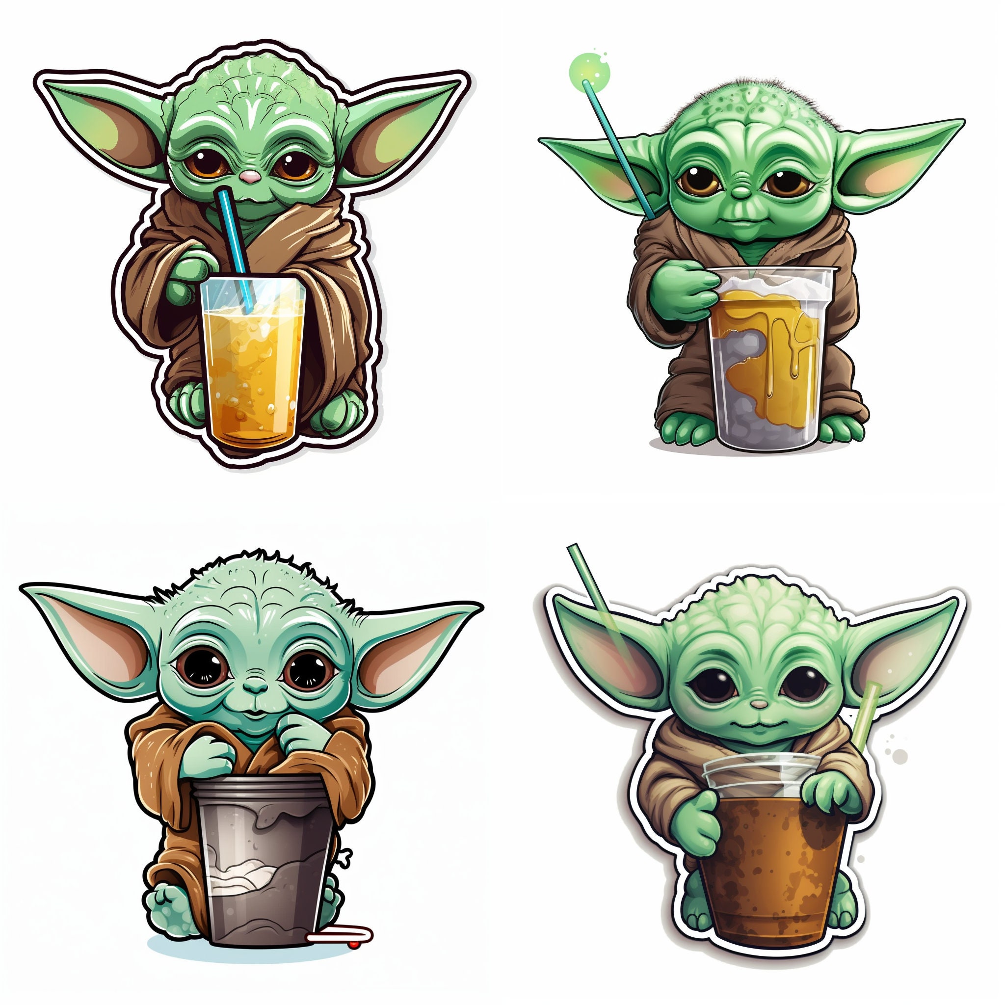 Baby Yoda Bubble Tea Mandalorian Etsy