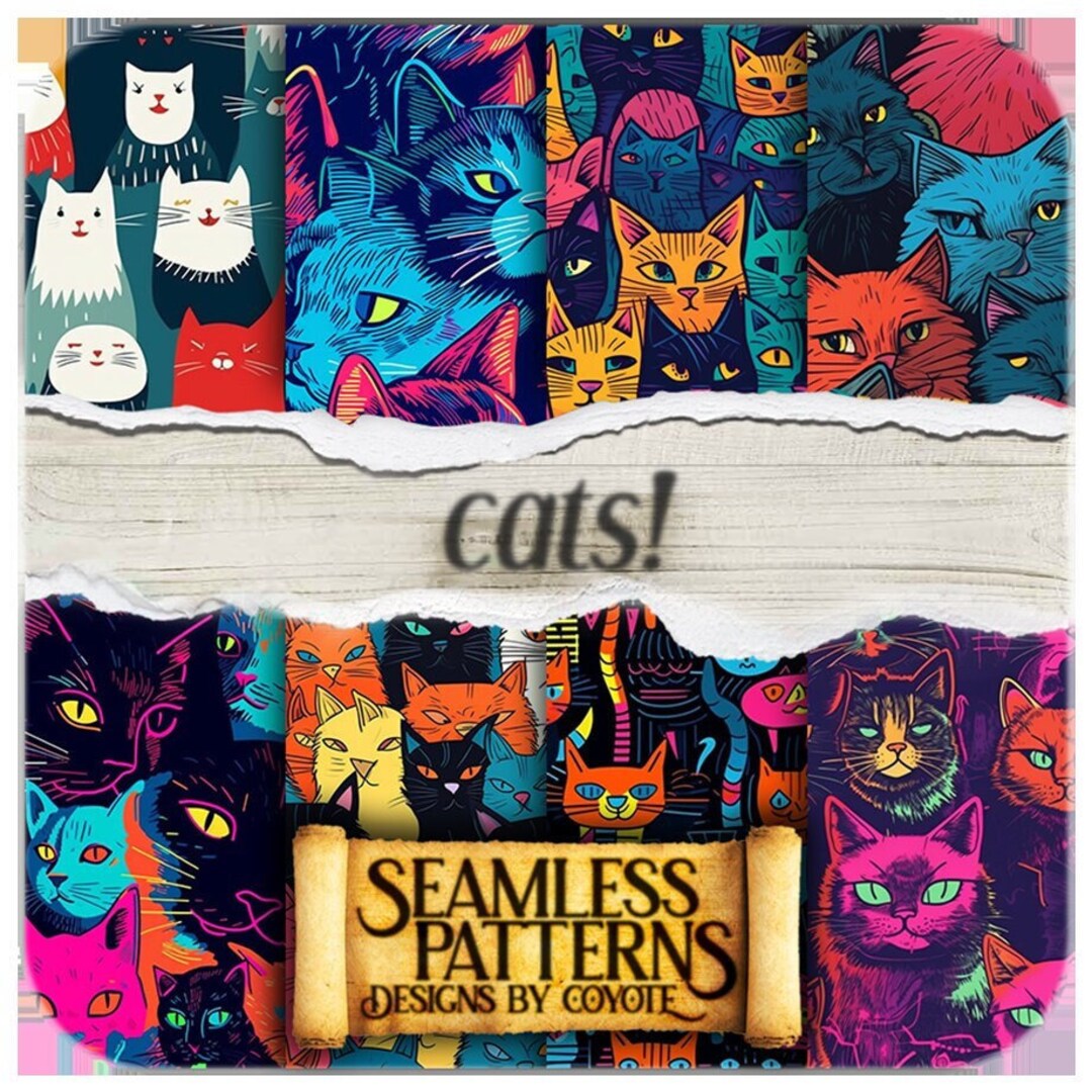 Paper Chain Cat Pattern Seamless Patterns / Digital Paper — Cats! - Etsy