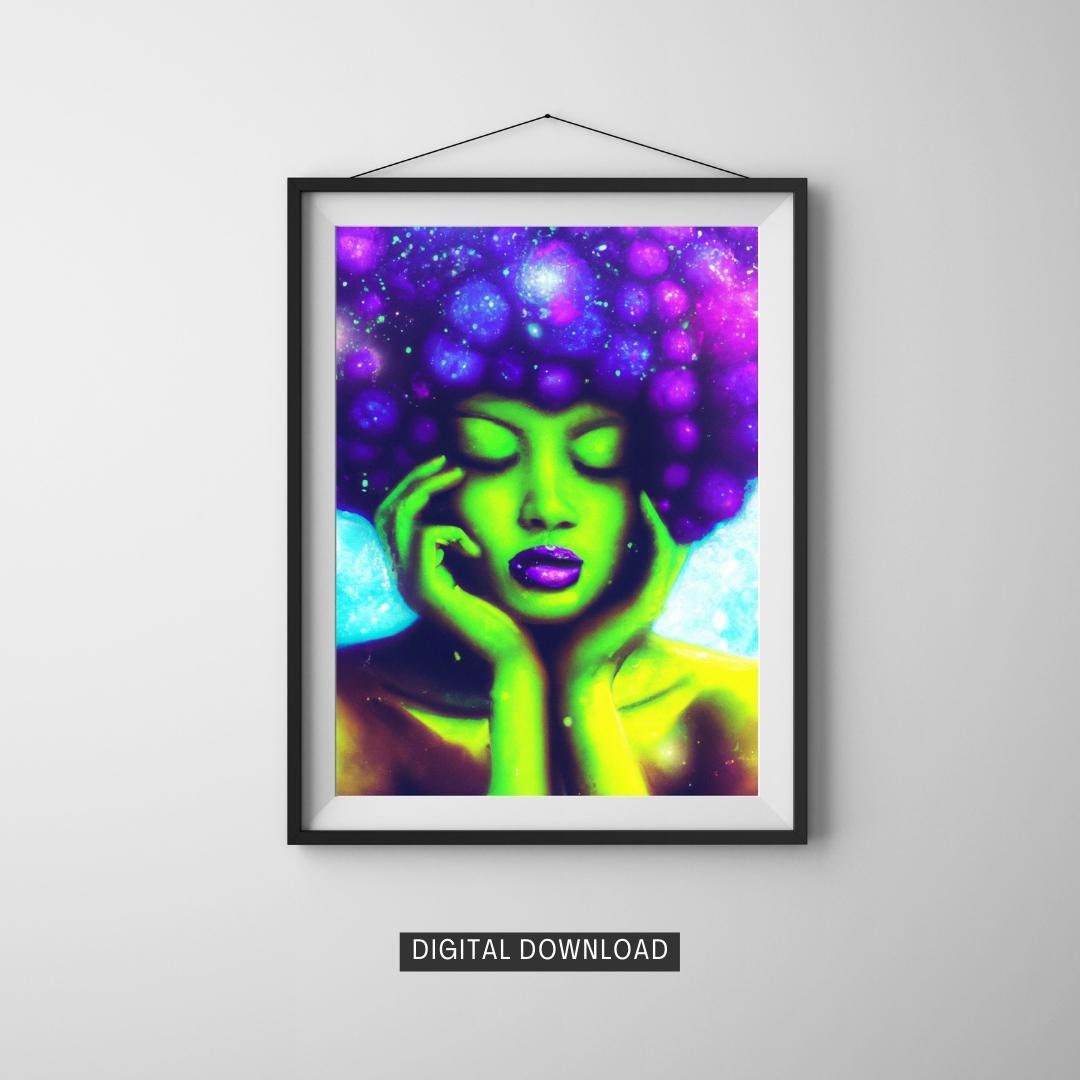 Abstract Flower Hair Woman Digital Art - Etsy