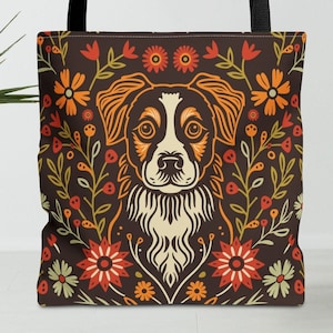 Dog Illustrated Tote Bag: Polyester Canvas, Pet Lover Gift