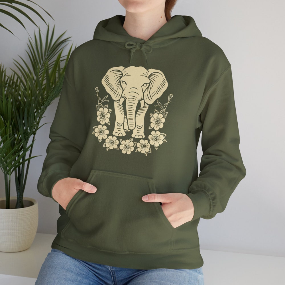 Elephant Hoodie, Animal Lover Hoodie, Wildlife Hoodie, Boho Hoodie, Nature Hoodie, Elephant Lover Gift, Bohemian Hoodie, Outdoor Hoodie