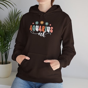 Aquarius Hoodie, Astrology Groovy Hoodie, Horoscope Hoodie, Star Sign Sweater, Zodiac Sweatshirt, Retro Hoody, Astrology Gift, Zodiac Gift