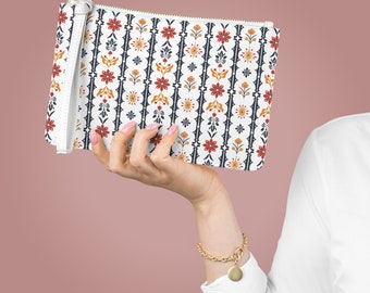 Bloemen clutch bag, witte clutch avondtasje, bloemen handtas, chic clutch portemonnee, bloemen pochette tas, levendige schoudertasje tas, mode portemonnee