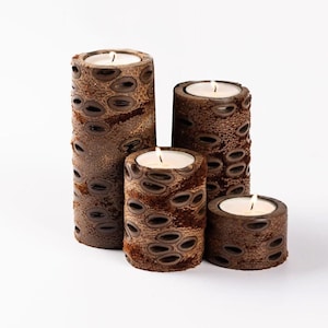 Banksia Gift's, Handcrafted Pillar Candle from Banksia Seed Pod - Perfect for Your Home Decor, 100% Australia Made