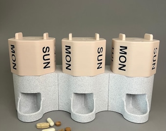 PillHub Trio - 3 Compartment Pill Organiser, Daily Medication & Supplement Holder