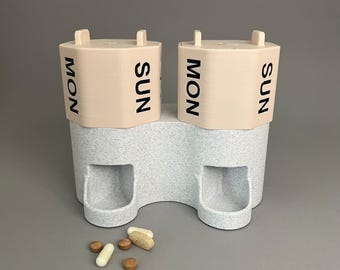 PillHub Duo - Organizador de pastillas AM/PM, dispensador de medicamentos diarios con dos compartimentos