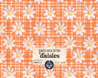 Daisies seamless digital pattern Unlimited Commercial Use digital print file instant download Sublimation POD summer spring design