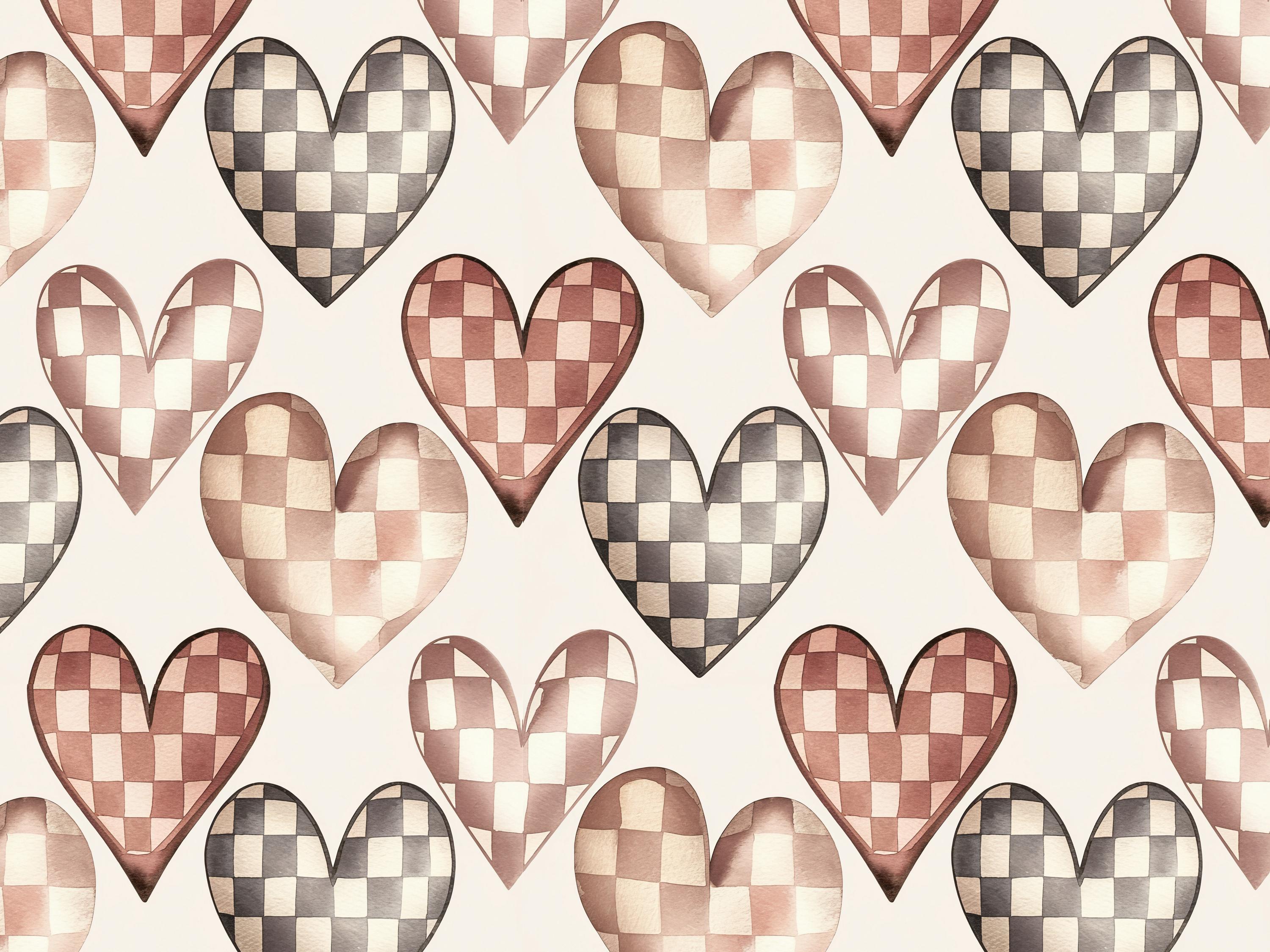 Patterned Heartd Checkered Hearts Digital Seamless Pattern Unlimited Commercial Use ...