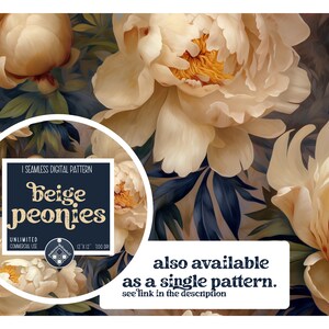 Pink Beige Flowers on Dark Seamless Pattern Set Unlimited Commercial ...