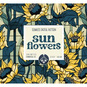 sunflowers seamless pattern Unlimited Commercial Use digital print file instant download Sublimation POD summer yellow floral textile