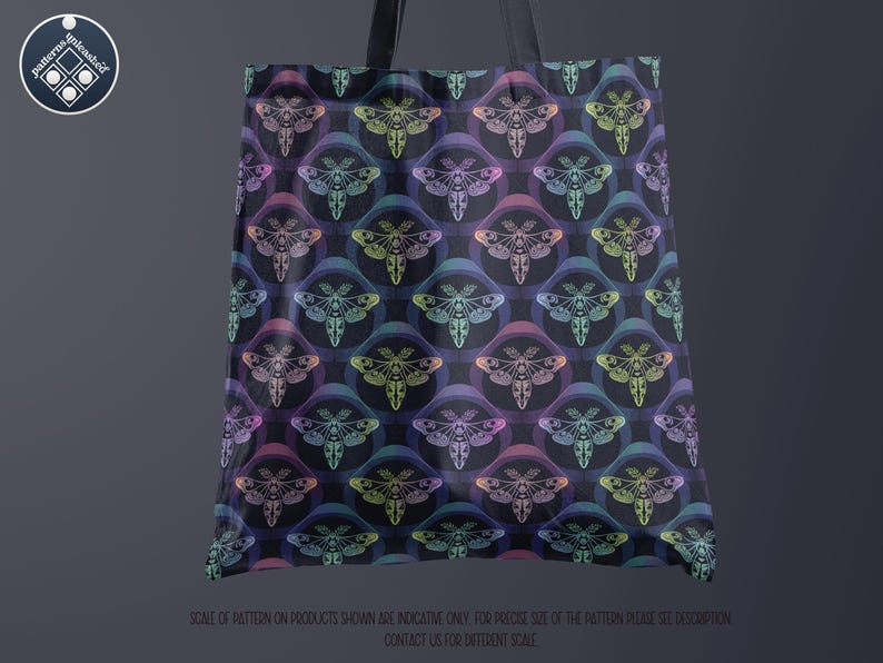 Night Moths Seamless Pattern Unlimited Commercial Use Digital Print