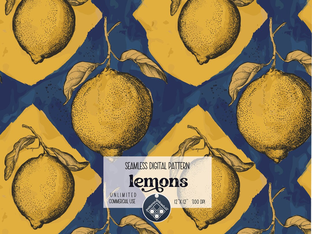 Summer Lemons Digital Seamless Pattern Unlimited Commercial Use Digital ...