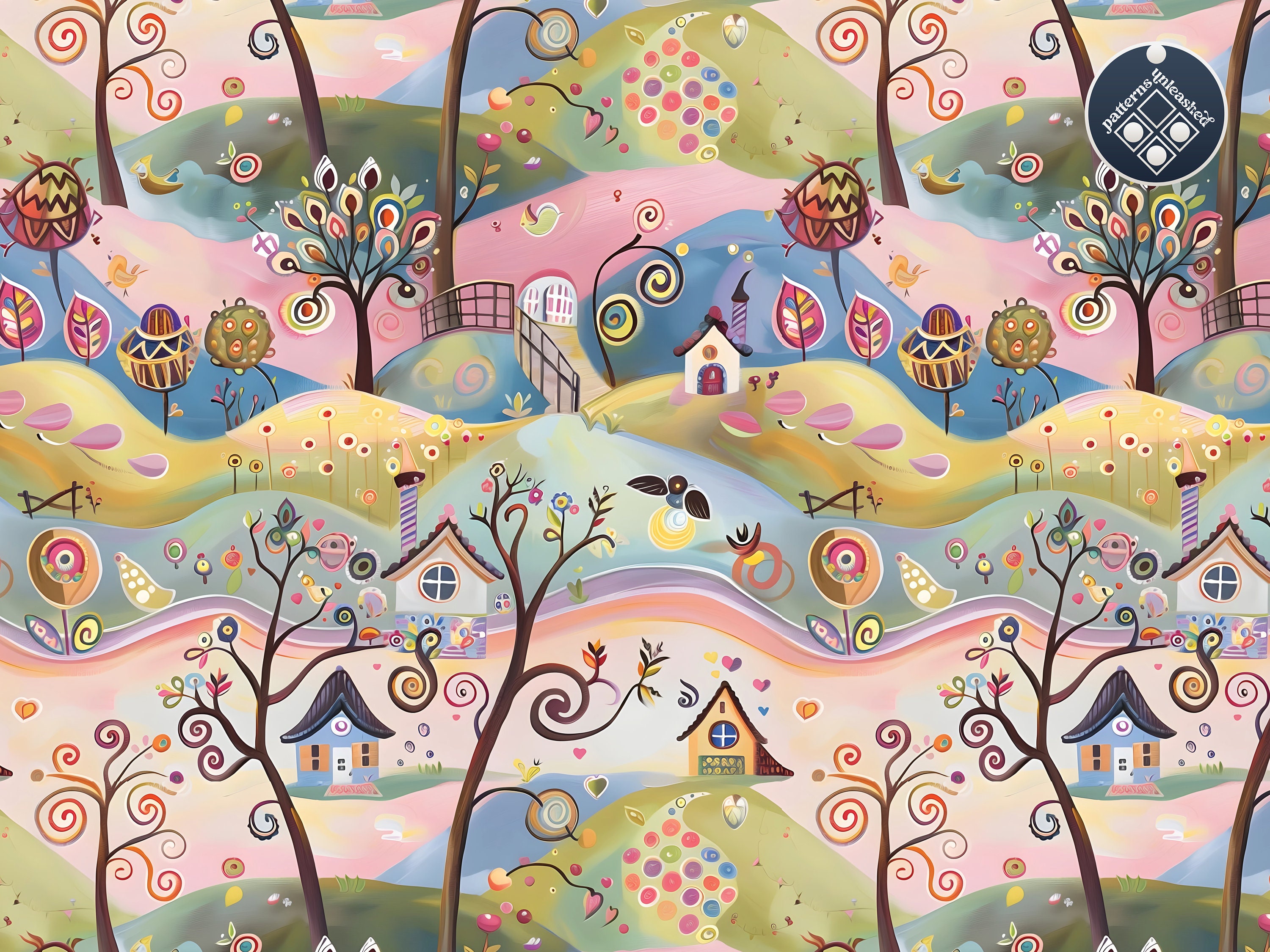 High Resolution Whimsy Patterns Whimsical Landscape Digital Seamless Pattern Unlimited Commercial Use ...