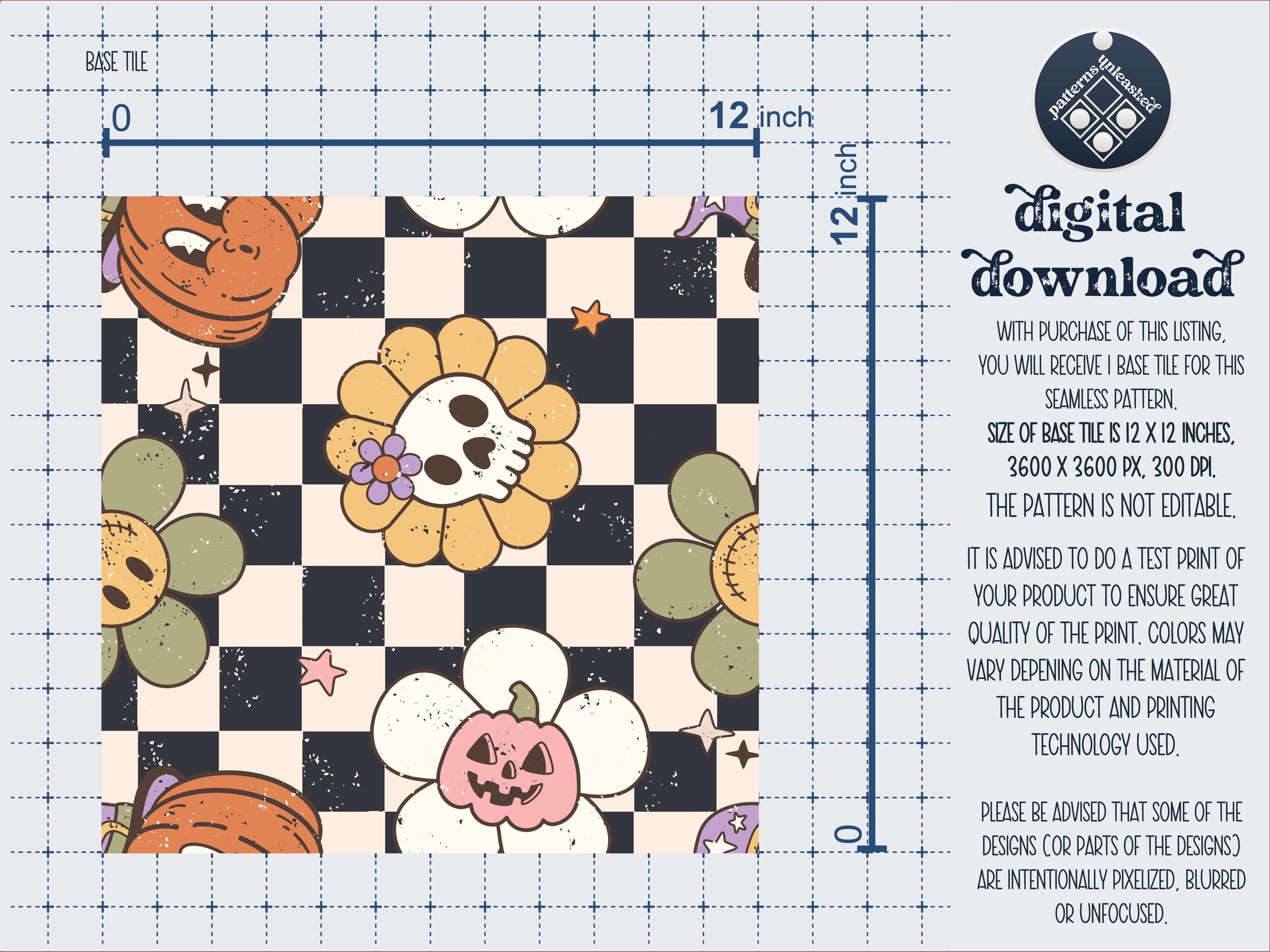 Retro Halloween Digital Seamless Pattern Unlimited Commercial Use Print ...