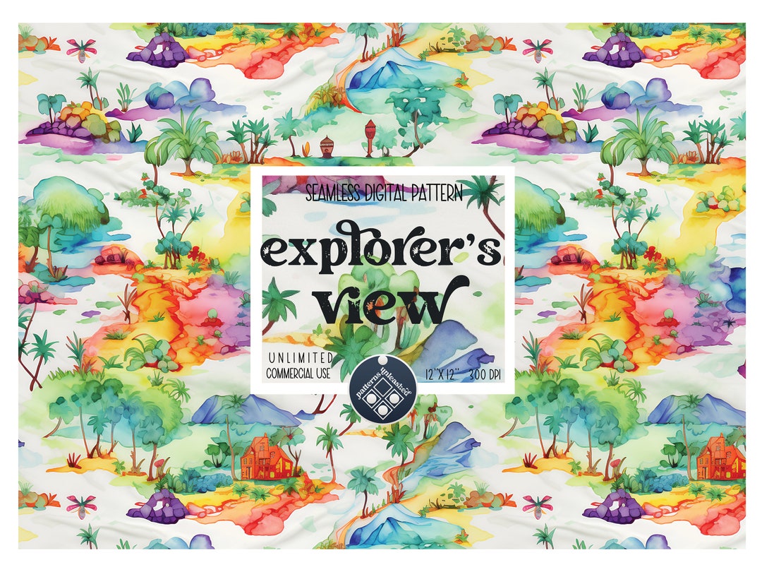 Explorer's View Seamless Pattern Unlimited Commercial Use Digital Print ...