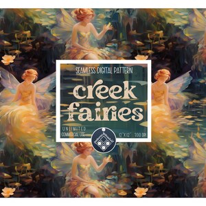 Creek Fairies seamless pattern Unlimited Commercial Use instant download Sublimation enchanted forest seamless bohemian women fabric file