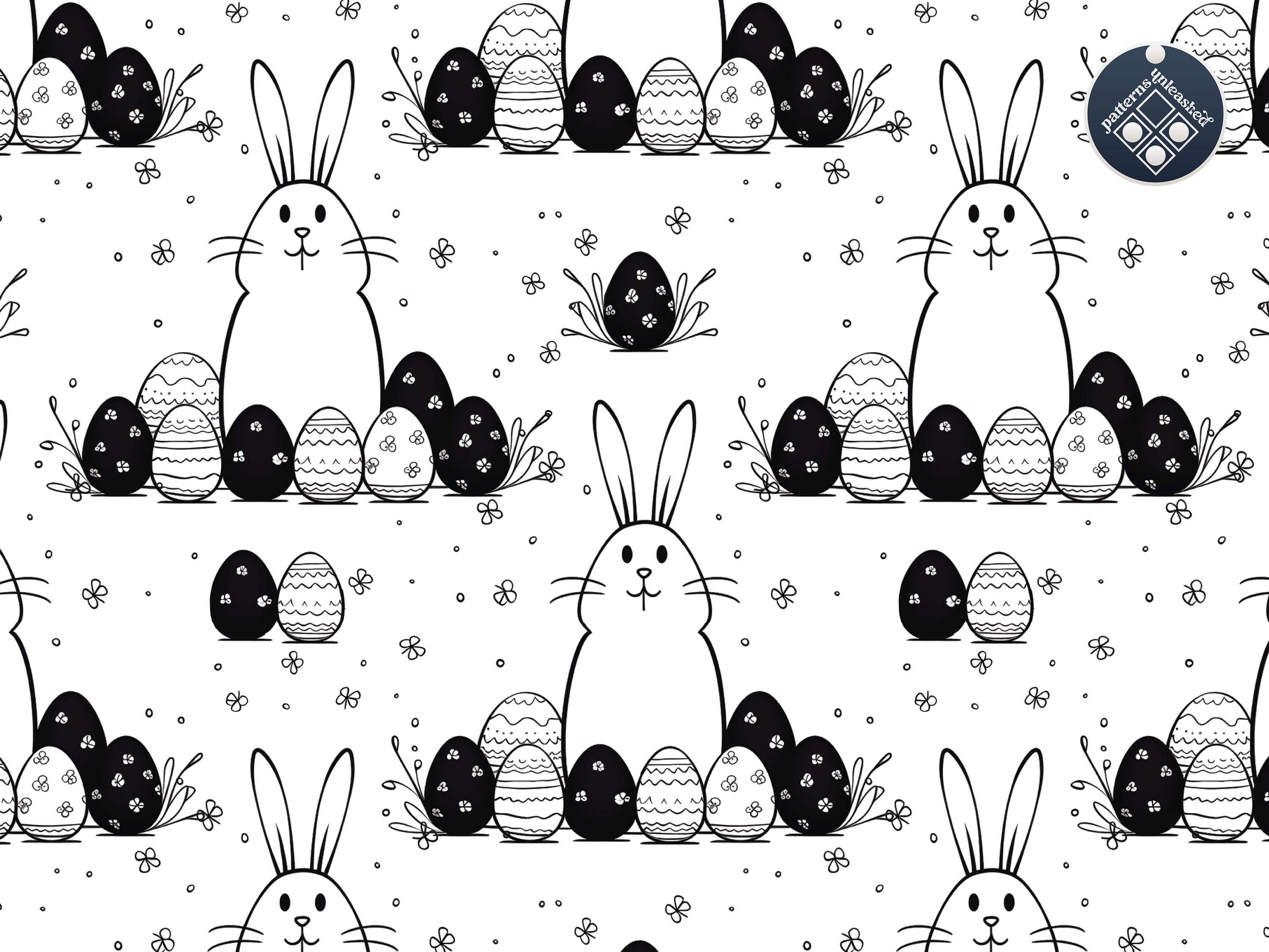 Easter Bunny Seamless Pattern Unlimited Commercial Use Digital Print ...
