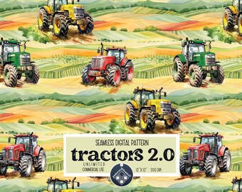 Tractors seamless pattern Unlimited Commercial Use digital print file instant download Sublimation POD Farm Life Repeat Tile version 2.0