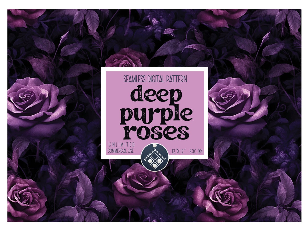 Purple Roses Seamless Pattern Printable Instant Download Unlimited ...