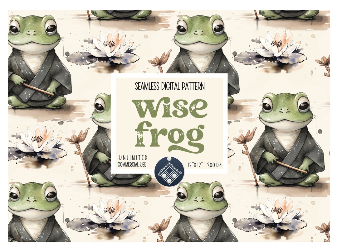Frog Seamless Pattern Unlimited Commercial Use Digital Print File ...