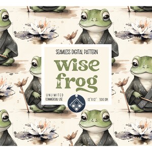 Frosch Musterdesign Unbegrenzte kommerzielle Nutzung Digitaldruck Datei sofortiger Download Sublimation POD Aquarell Weise Frosch in Kimono-Baby-Datei