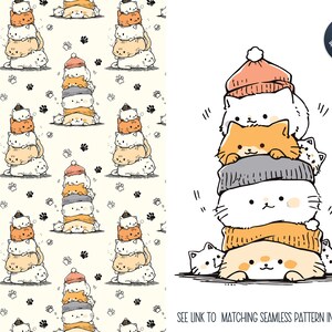 Stacked Cats Clipart Unlimited Commercial Use Digital Print File ...