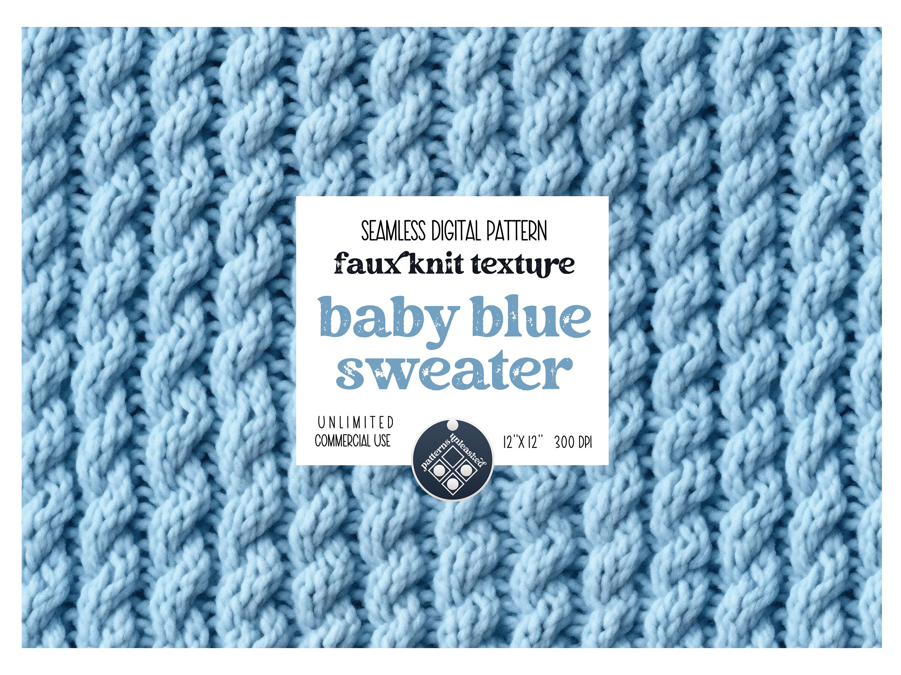 Baby Blue Faux Knit Seamless Pattern Unlimited Commercial Use Digital ...
