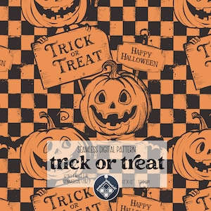 Halloween Trick or Treat Digital Seamless Pattern Unlimited Commercial Use digital print file instant download file for printing on fabric