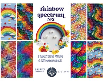 Patrón sin costuras arco iris Papel digital Uso comercial ilimitado archivo de impresión digital descarga instantánea Sublimación POD mes del orgullo LGBT