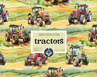 Tractors seamless pattern Unlimited Commercial Use digital print file instant download Sublimation POD Farm Life Repeat Tile