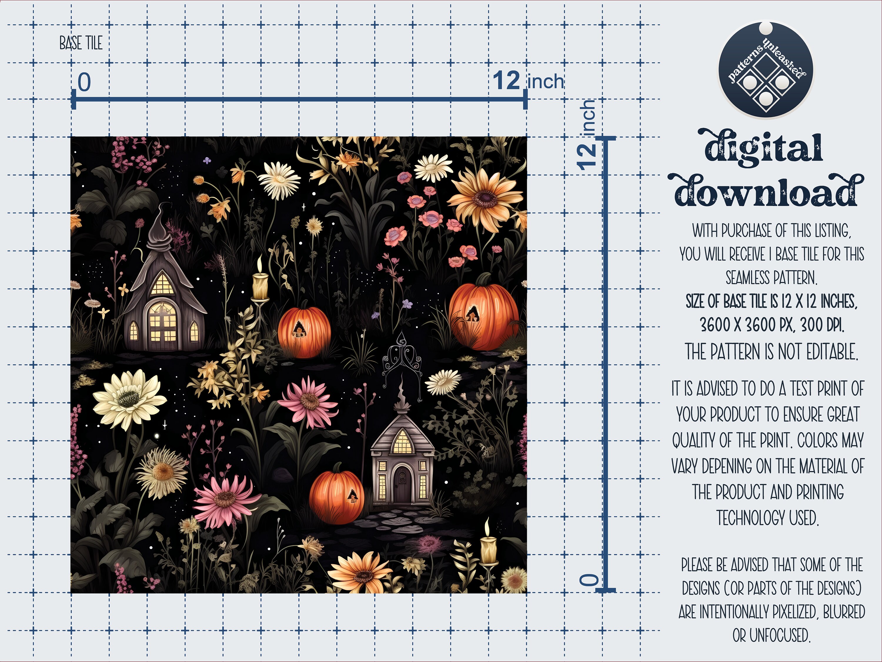 Sorcerer's Garden Seamless Pattern Unlimited Commercial Use Digital ...