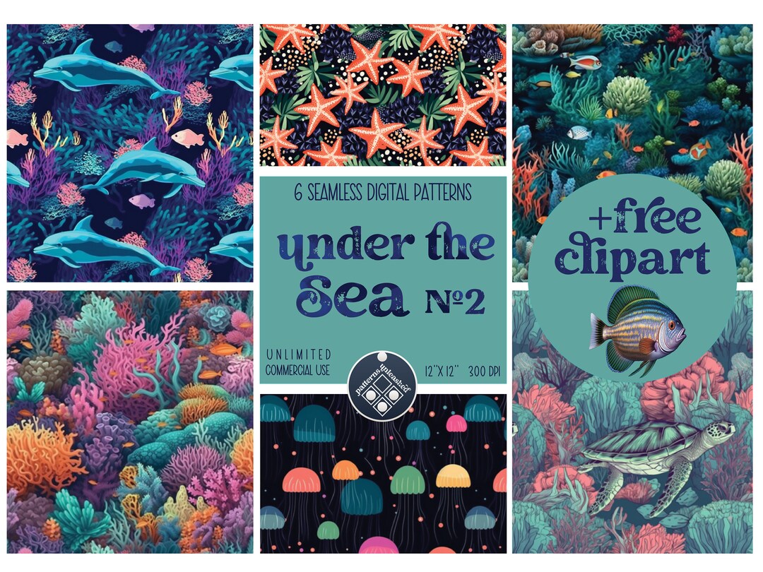 Under the Sea Seamless Pattern Unlimited Commercial Use Digital Print ...