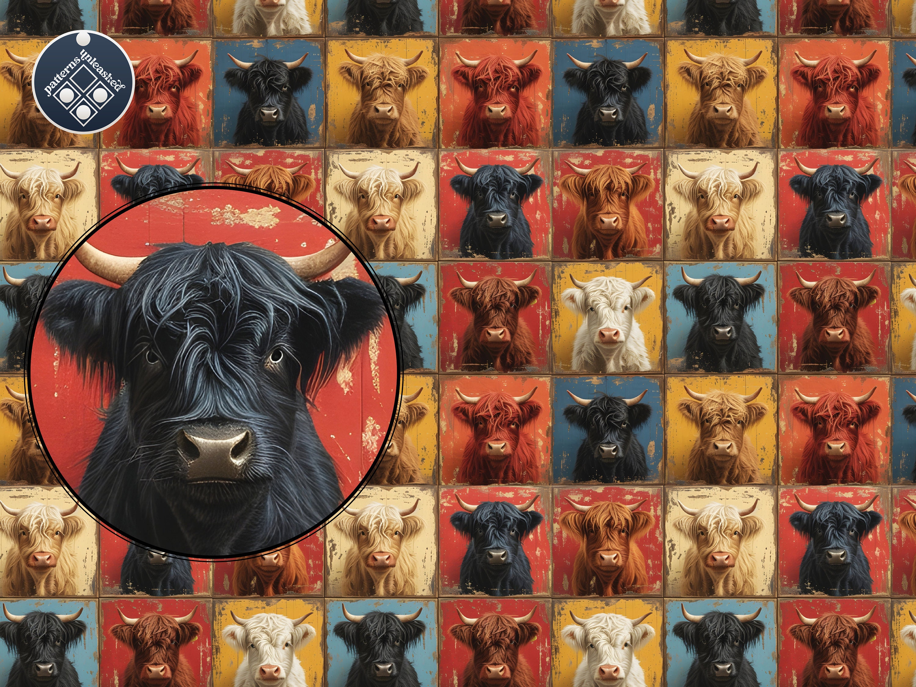 Highland Cow Seamless Pattern Unlimited Commercial Use Digital File ...