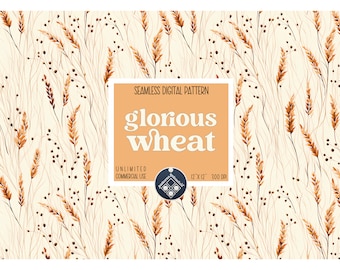 Wheat digital paper seamless pattern Unlimited Commercial Use instant download Sublimation thanksgiving autumn repeat