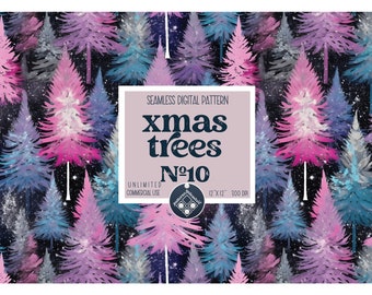 Modello senza cuciture dell'albero di Natale Uso commerciale illimitato download immediato file digitale POD tessuto di carta regalo di Natale unico contemporaneo