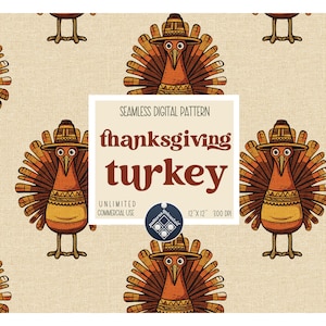 Thanksgiving turkey seamless pattern Unlimited Commercial Use instant download Sublimation autumn