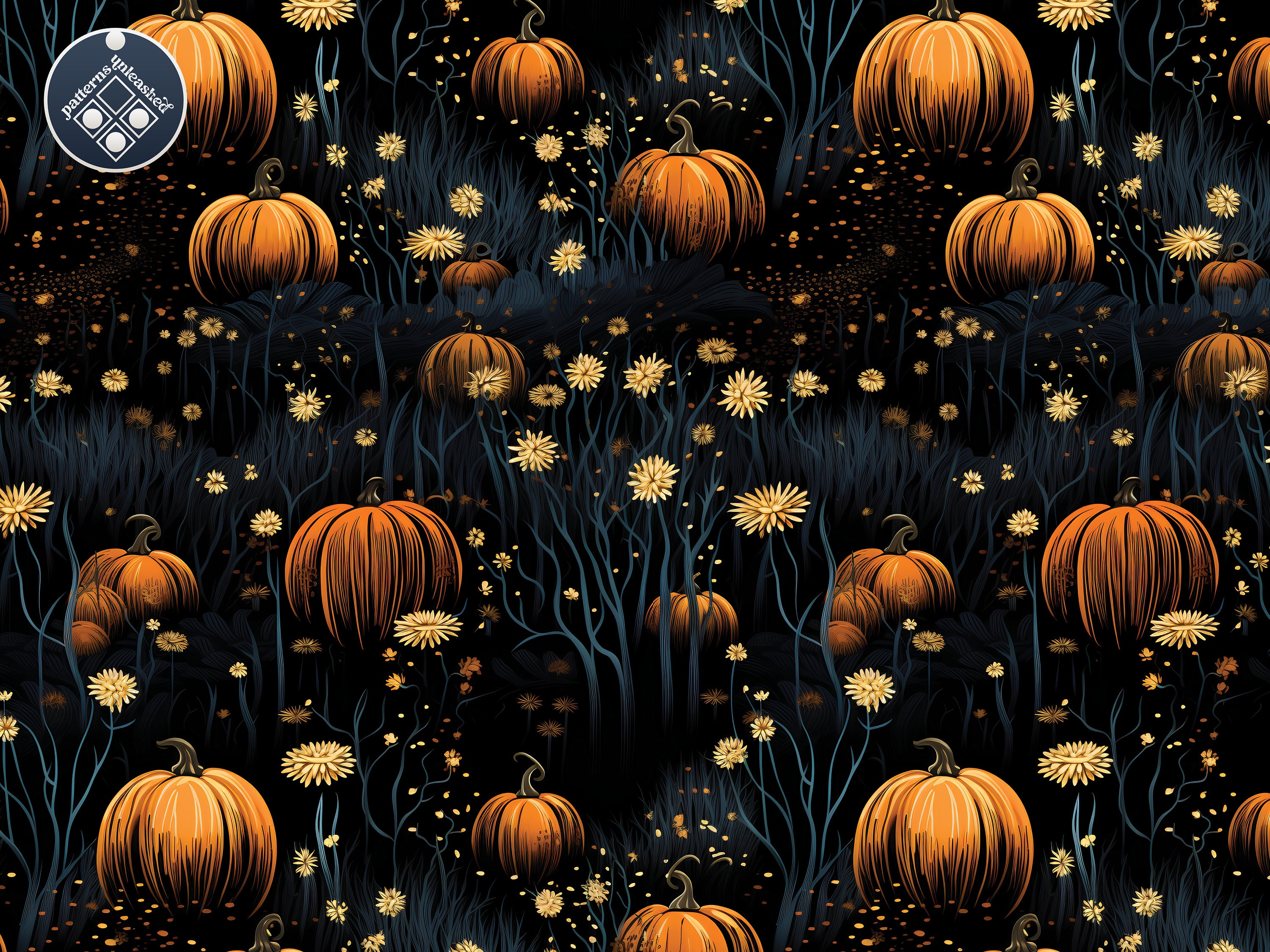 Pumpkin Field Halloween Digital Paper Seamless Pattern Unlimited ...
