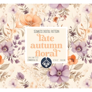 Spätherbst Blumen Musterdesign Unbegrenzte kommerzielle Nutzung digitale Datei sofortiger Download Sublimation POD floral Aquarell wiederholen