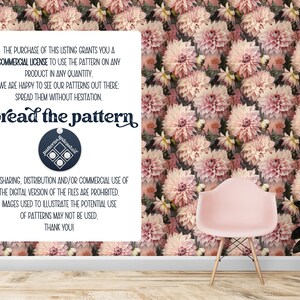 Pink Beige Flowers on Dark Seamless Pattern Set Unlimited Commercial ...