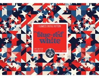 Unabhängigkeitstag digitales Papier Musterdesign Png unbegrenzte kommerzielle Nutzung sofortiger Download Sublimation 4. Juli USA rot blaue Sterne png