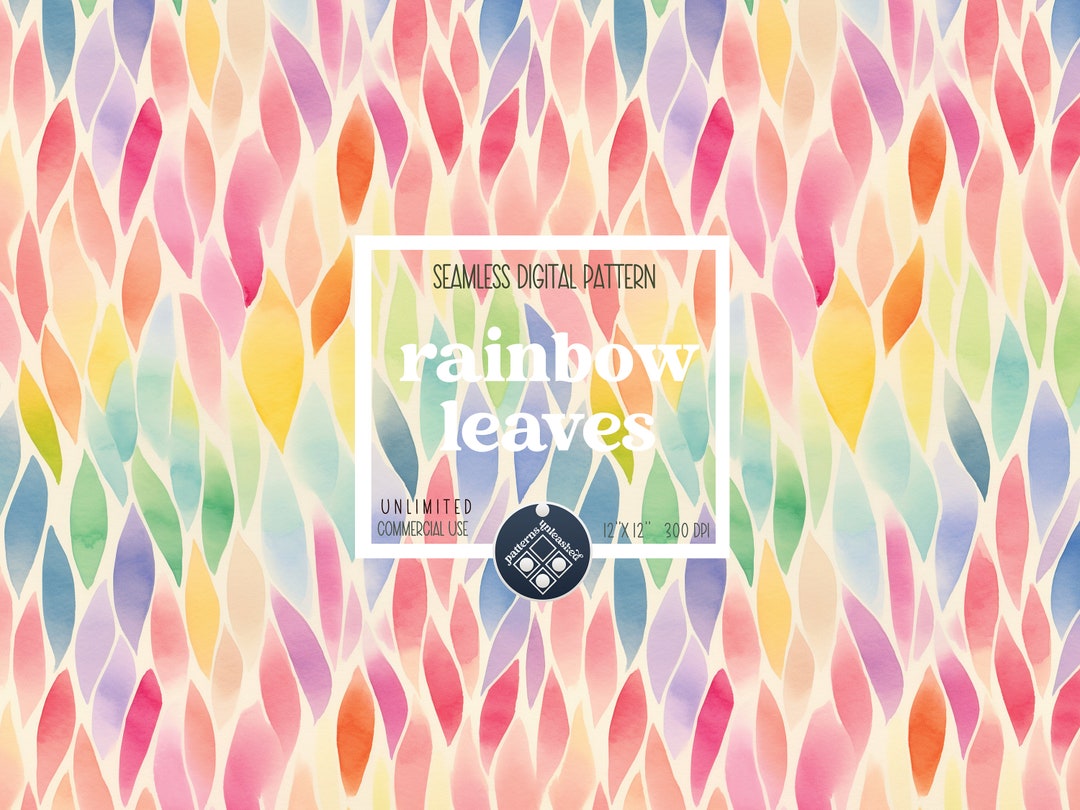 Rainbow Leaves Seamless Pattern Digital Paper Unlimited Commercial Use ...