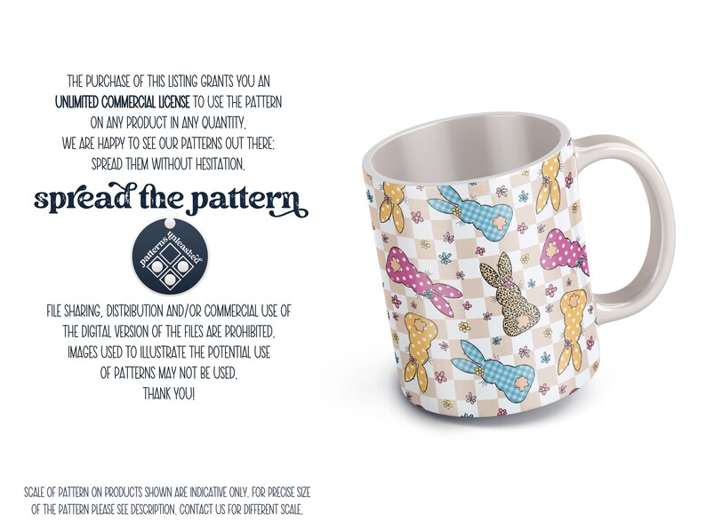 Retro Bunnies Digital Seamless Pattern Unlimited Commercial Use Print ...
