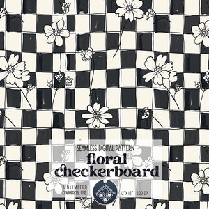 Flowers Checkerboard Digital Seamless Pattern Unlimited Commercial Use ...