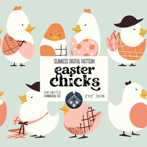 Easter chicks seamless pattern Unlimited Commercial Use digital file instant download Sublimation POD